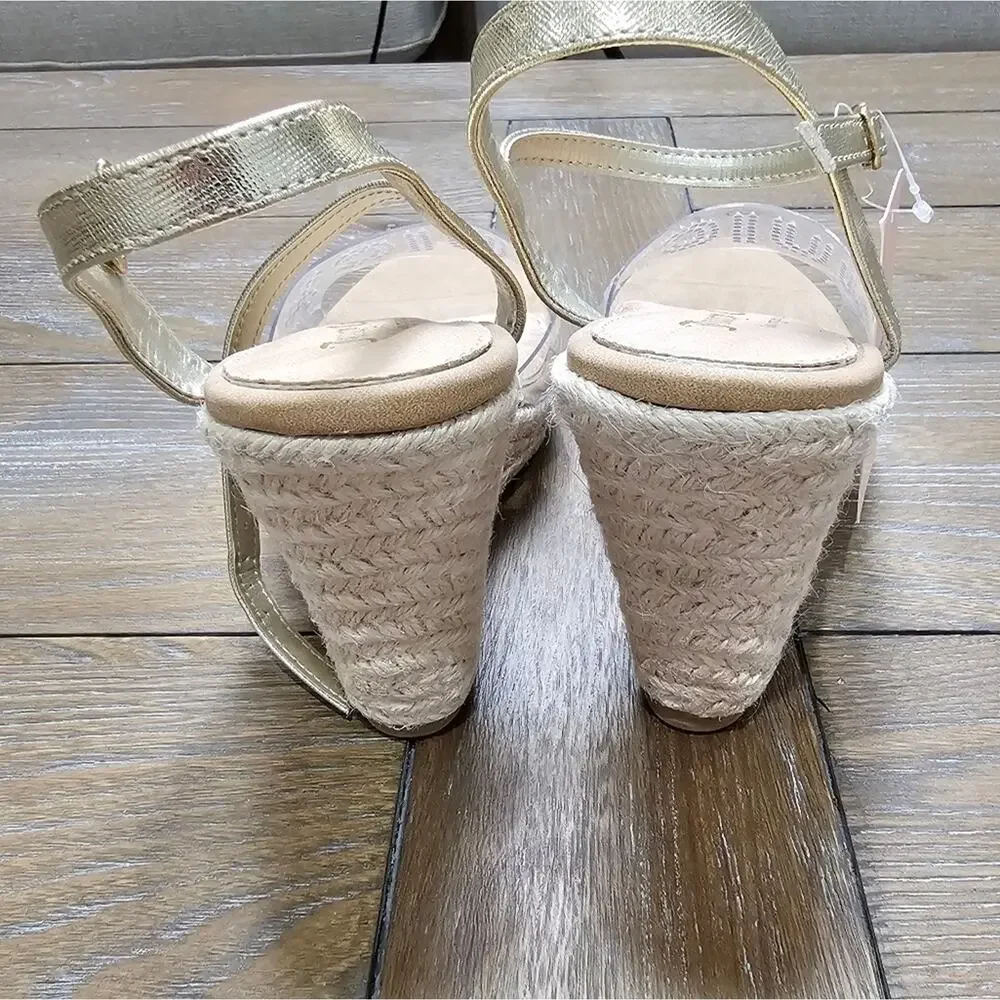 Juicy Couture Cristall Espadrille Wedge Sandals, Women's Size 8, NWT